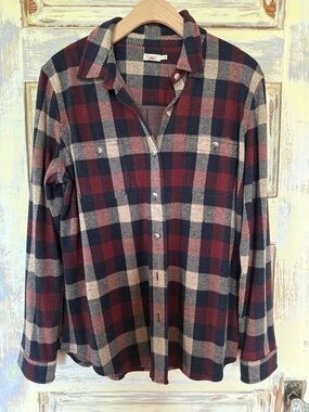 Faherty Red Black Cream Plaid Button-Down Shirt